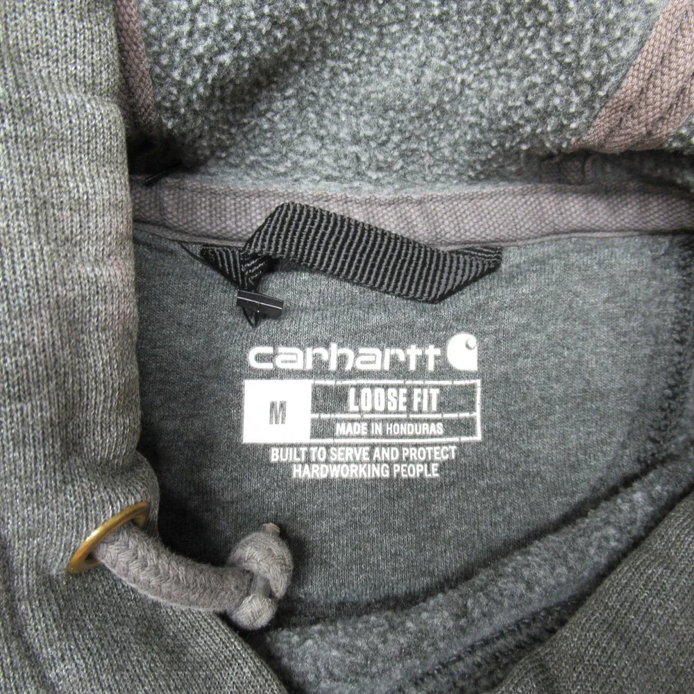 Carhartt‎ Hoodie Mens Medium Gray Loose Fit Midweight Pullover K121 026 LOGO